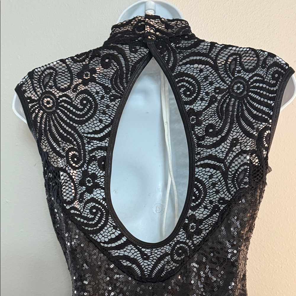 Elegant Black Lace Sequin Dress EUC M - Picture 5 of 6